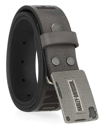 Ceinture en cuir véritable à répétition du logo Grunge HD pour homme Harley-Davidson® – Noir (BMM049-BLACK)