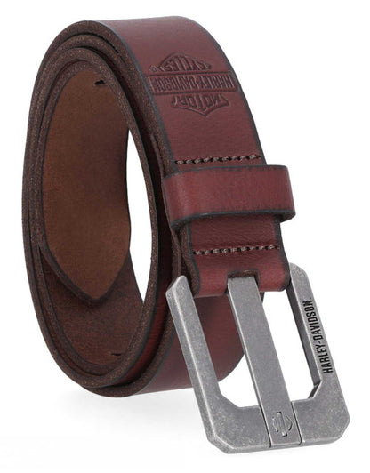 Ceinture en cuir à ardillons avec logo B&Sd découpé pour homme - BMM051-BRN