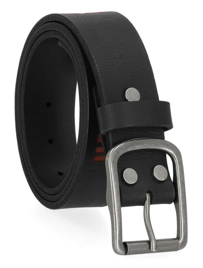 Ceinture Harley-Davidson® pour homme en cuir véritable gaufré HD, noir/orange - BMM077/08