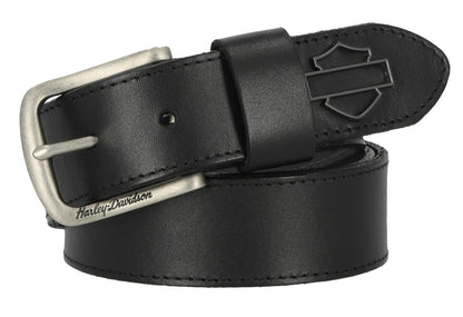 Ceinture en cuir véritable pour femme avec logo découpé B&S, noir (BMW020-BLACK)