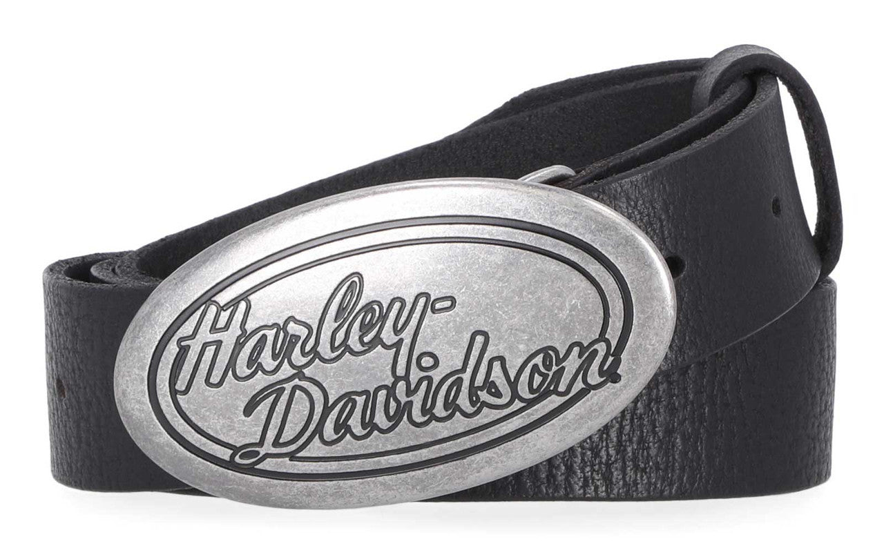 Ceinture H-D® pour femme, boucle ovale HD en cuir véritable - BMW028-BLK