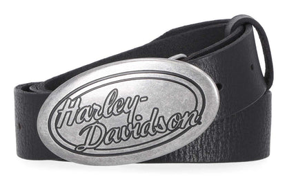 Ceinture H-D® pour femme, boucle ovale HD en cuir véritable - BMW028-BLK
