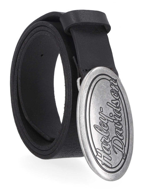 Ceinture H-D® pour femme, boucle ovale HD en cuir véritable - BMW028-BLK