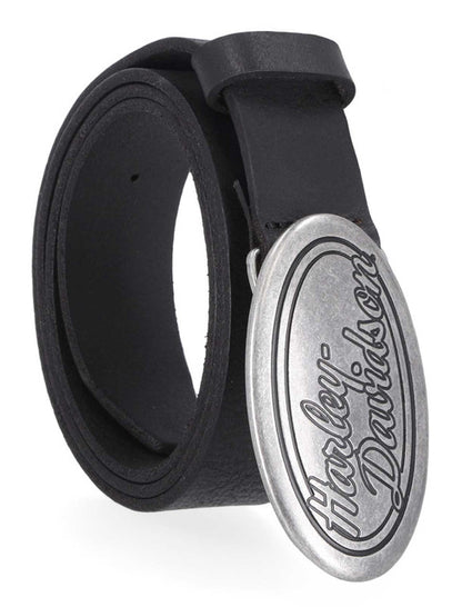 Ceinture H-D® pour femme, boucle ovale HD en cuir véritable - BMW028-BLK