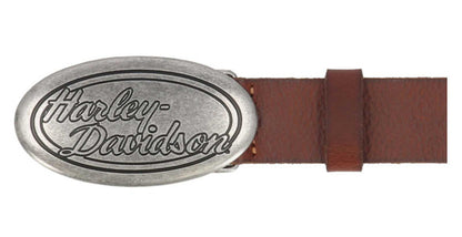 Ceinture H-D® pour femme, boucle ovale HD en cuir véritable - BMW028-BRW