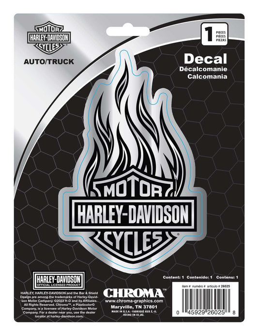 Autocollant H-D® Chrome B&S Logo Flames - CG26025