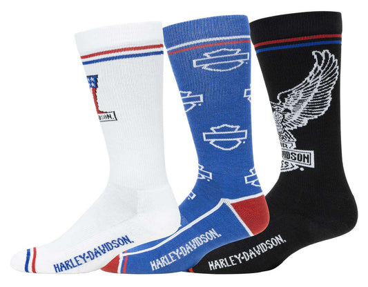 Lot de 3 paires de chaussettes mi-mollet Harley-Davidson® pour homme - D3204-990