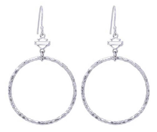 Boucles d'oreilles créoles martelées H-D® pour femmes avec crochet B&S - HDE0441