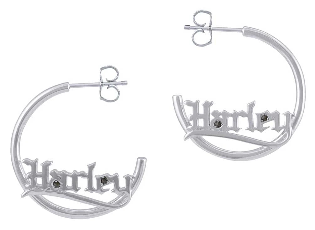 Boucles d'oreilles créoles H-D® pour femme, Argent Sterling - HDE0544