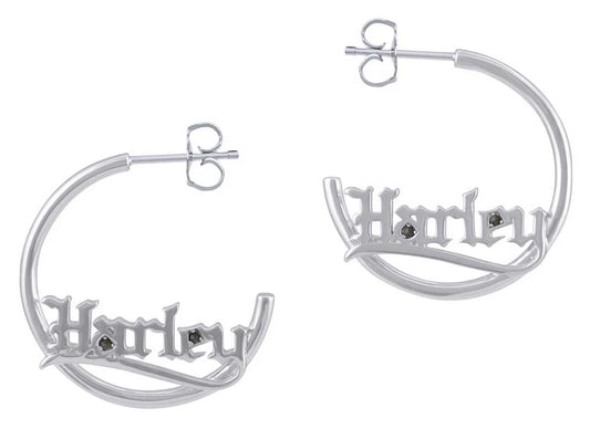 Boucles d'oreilles créoles H-D® pour femme, Argent Sterling - HDE0544