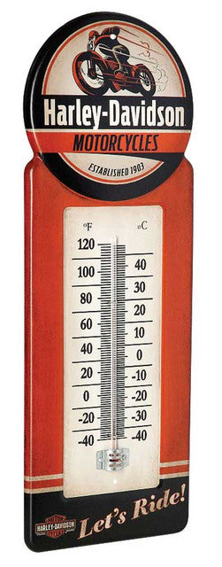Thermomètre en métal Harley-Davidson®, design vintage HD pour motos - HDL-10098