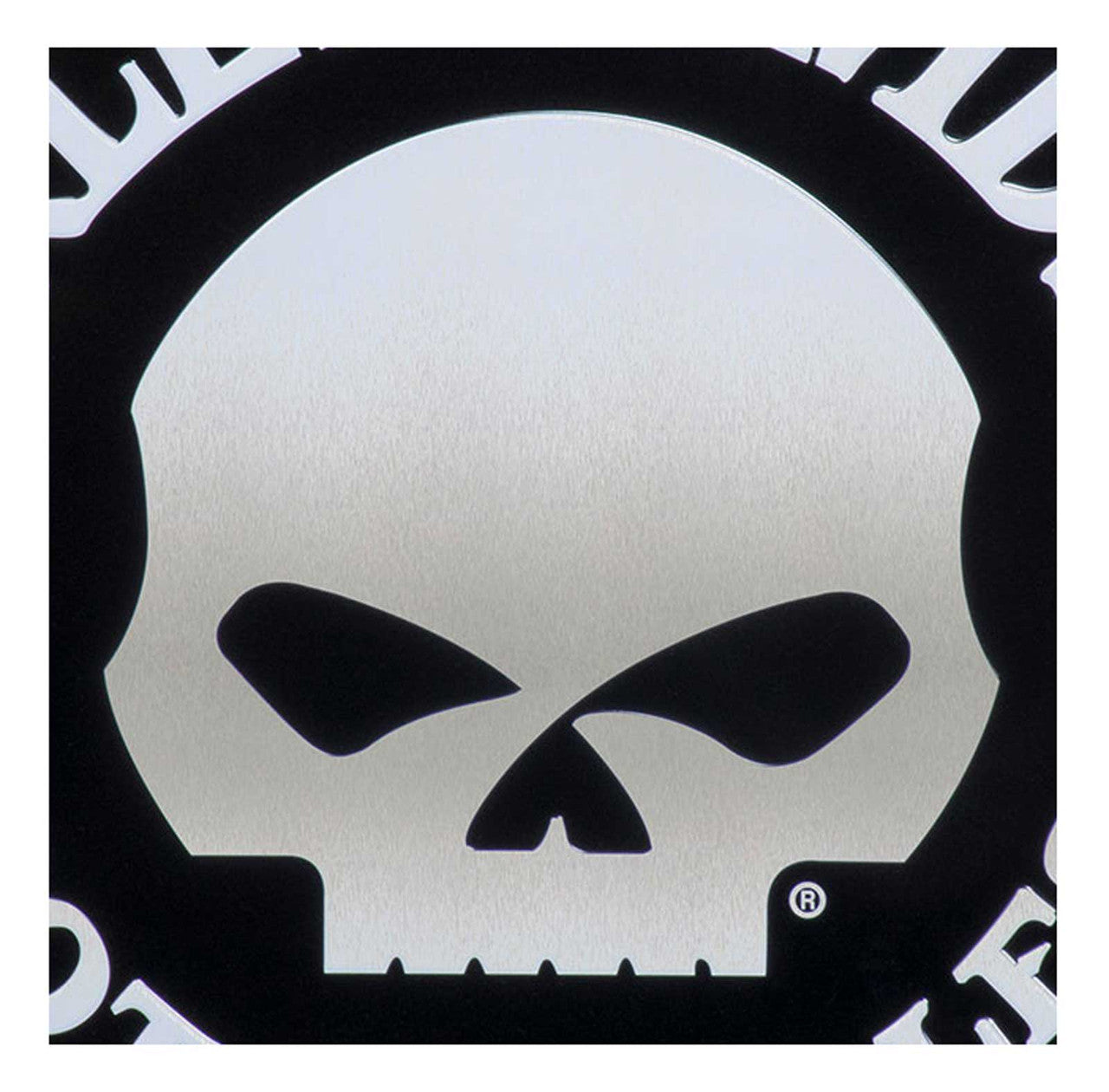 Plaque ronde en métal H-D®, logo tête de Willie G en argent brossé - HDL-15529