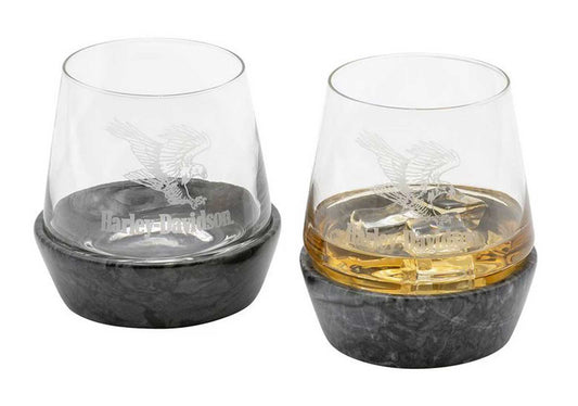 SWOOPING EAGLE STONE BASE GLASS SET - HDL-18829
