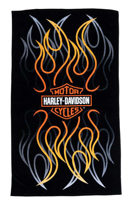 Serviette de plage H-D® Flames B&S, format XXL - HDL-19510