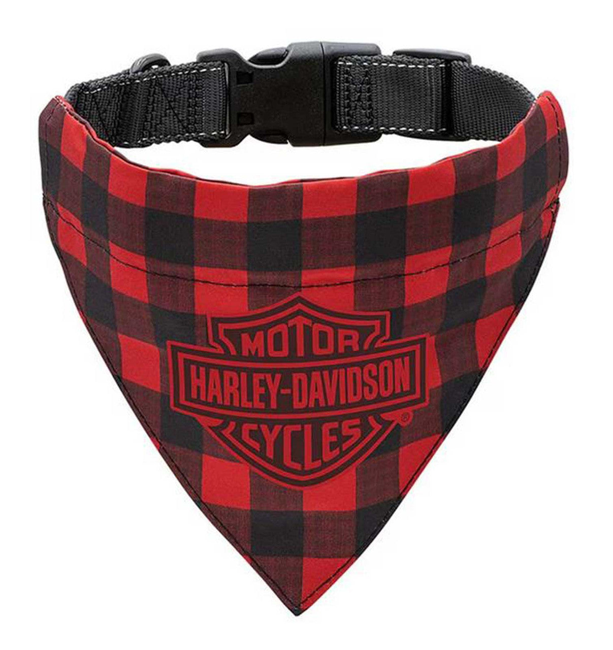 Collier bandana pour animaux de compagnie Harley-Davidson® Holiday Plaid – Petit/Moyen, noir et rouge HDX-90210