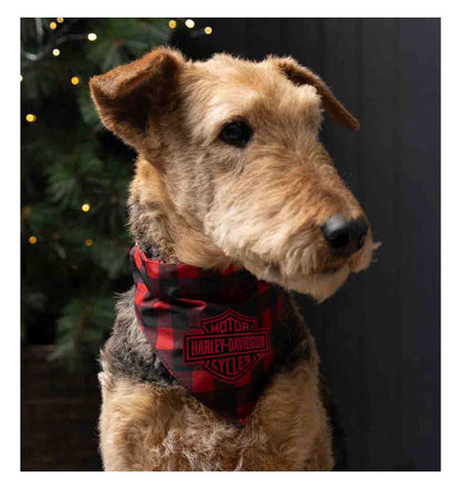 Collier bandana pour animaux de compagnie Harley-Davidson® Holiday Plaid – Petit/Moyen, noir et rouge HDX-90210