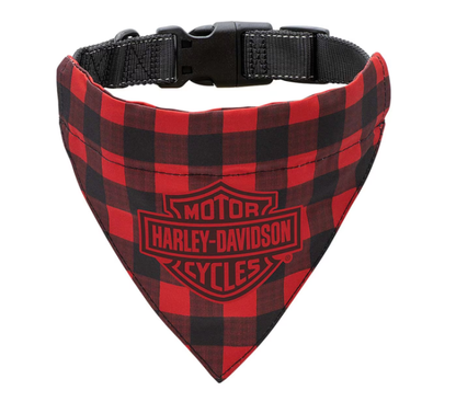 Collier bandana pour animaux de compagnie à carreaux des Fêtes Harley-Davidson® – Grand/XL, noir et rouge HDX-90211