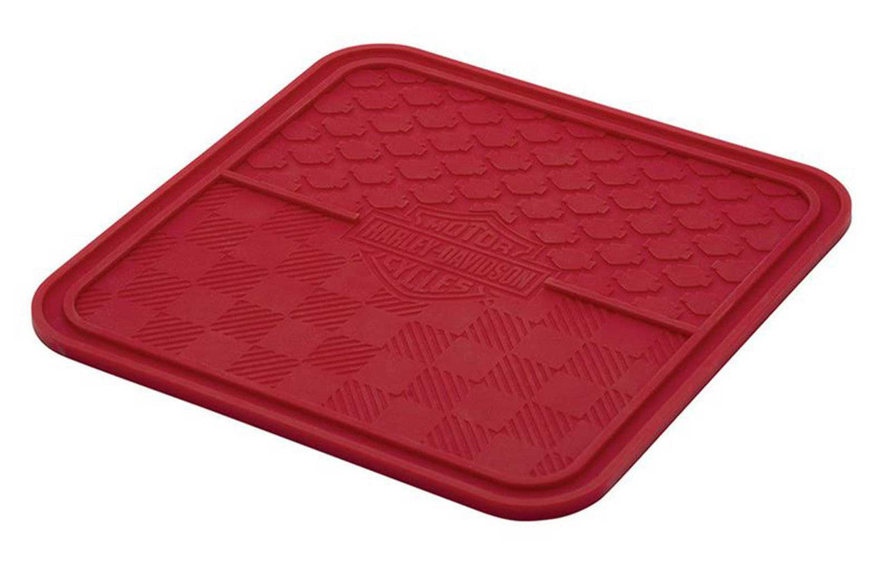 Tapis à lécher en silicone à motif écossais rouge pour les fêtes de Harley-Davidson® pour animaux de compagnie – Rouge uni HDX-90213