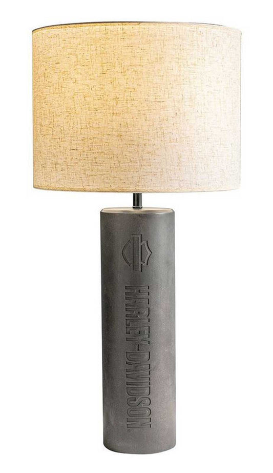 Lampe de table H-D® B&S en béton avec abat-jour en lin blanc - HDX-99299