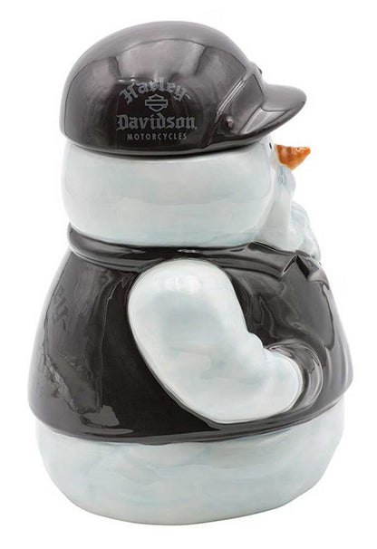 BIKER SNOWMAN COOKIE JAR