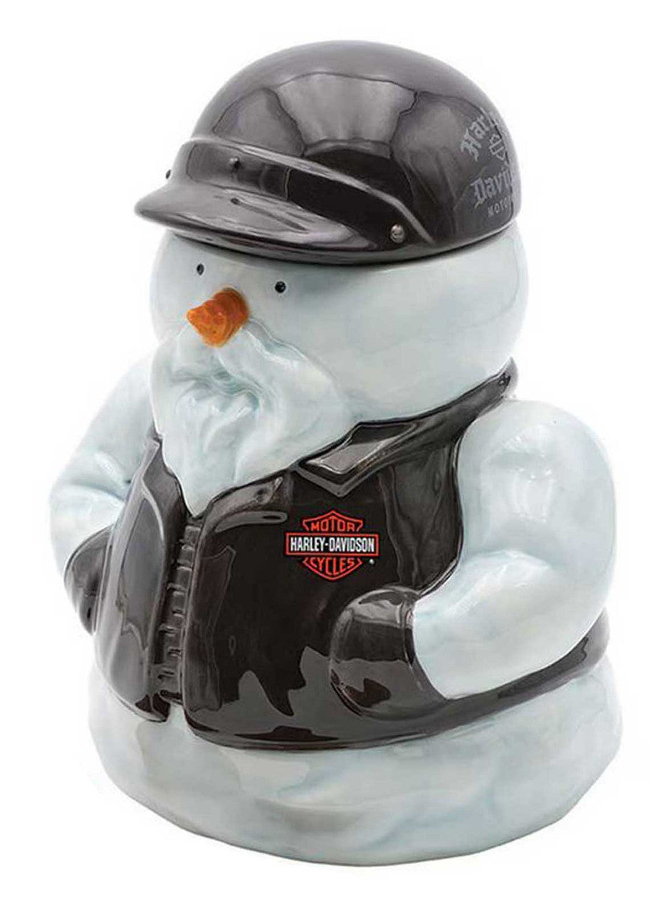 Pot à biscuits en céramique H-D® sculpté en forme de bonhomme de neige motard - HDX-99304