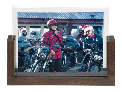 Cadre photo flottant H-D® avec logo HD en style gothique et socle en bois - HDX-99306