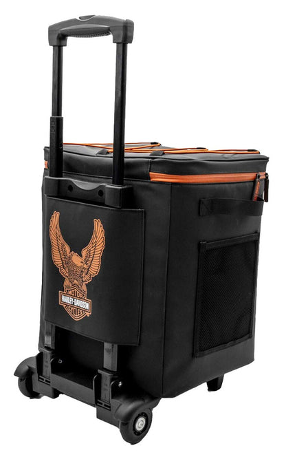 Glacière portable à roulettes souple Harley-Davidson® B. & Shield Eagle – Noir (HDX-99325)