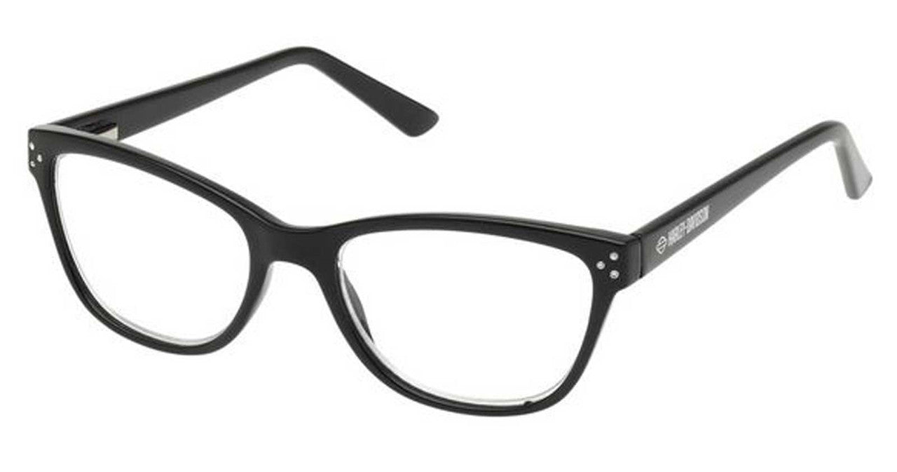 Lunettes de lecture H-D® semi-cerclées en plastique noir avec détails décoratifs - HM50002