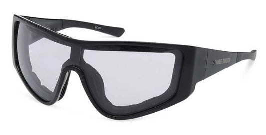 Lunettes de soleil photochromiques H-D® pour homme, style Edgy Shield, monture noire brillante - HZ0021