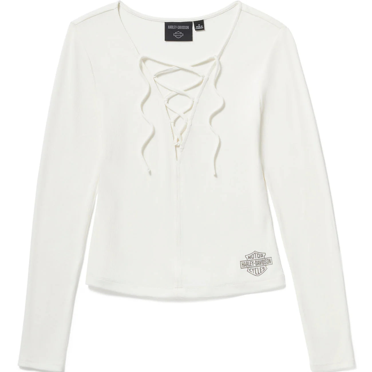 Chandail à manches longues et col en V profond à lacets pour femme - 96840-25VW