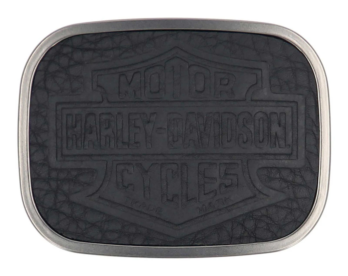 Boucle de ceinture H-D® pour homme, motif B&S, en cuir grainé noir - MAU018/08