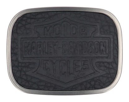 Boucle de ceinture H-D® pour homme, motif B&S, en cuir grainé noir - MAU018/08
