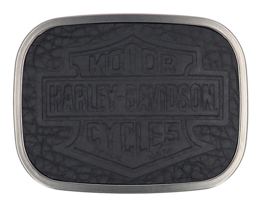 Boucle de ceinture H-D® pour homme, motif B&S, en cuir grainé noir - MAU018/08