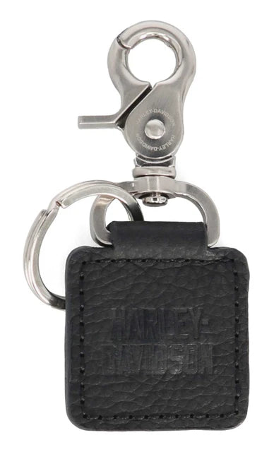 Porte-clés carré en cuir véritable noir - MAU209/08