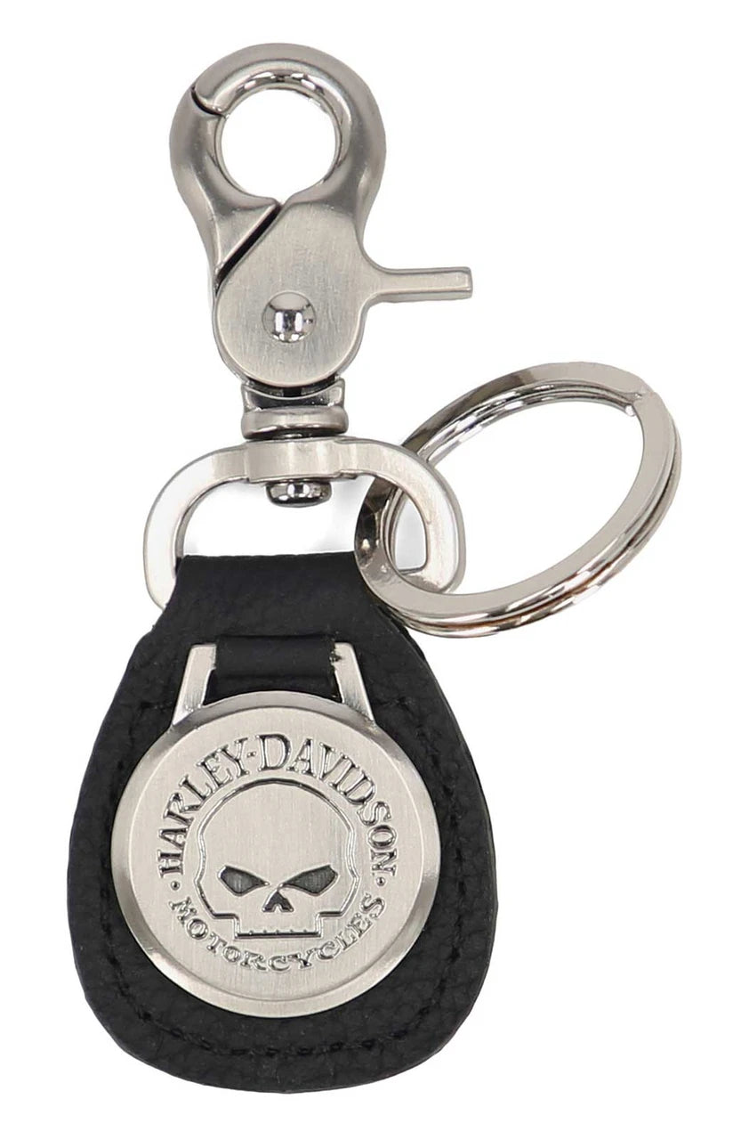 Porte-clés H-D® Willie G Medallion en cuir véritable noir - MAU212/08