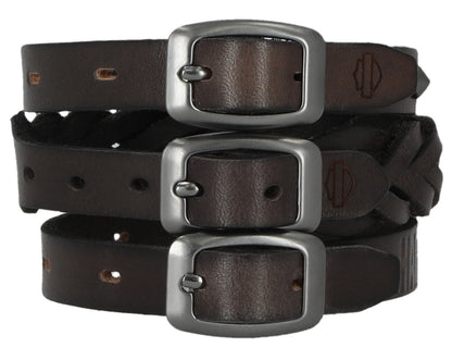 Ensemble de trois manchettes traditionnelles en cuir véritable, Noir - MAU607