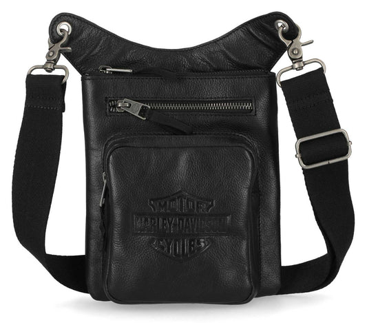 Sac à bandoulière ajustable en cuir avec logo Harley-Davidson® - Noir (MHM002)