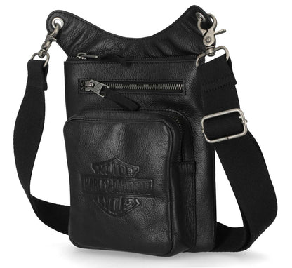 Sac à bandoulière ajustable en cuir avec logo Harley-Davidson® - Noir (MHM002)