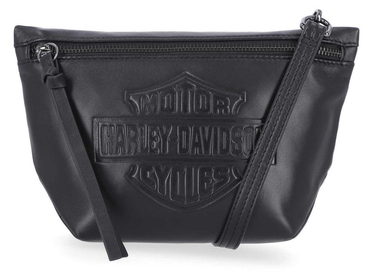 Sac banane bandoulière en cuir noir H-D® pour femme - MHW087