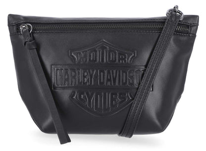 Sac banane bandoulière en cuir noir H-D® pour femme - MHW087