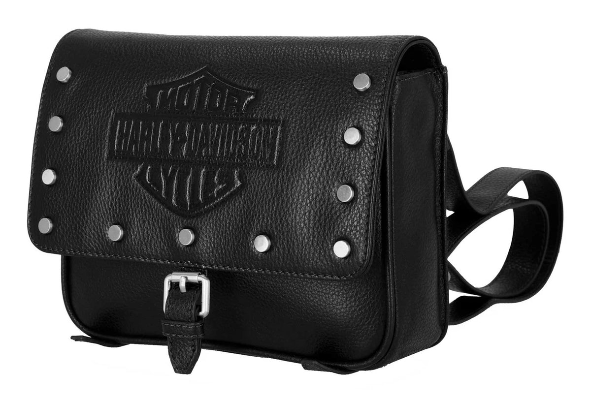 Sac à dos H-D® Core Stud B&S pour femme, en cuir véritable noir - MHW214/08