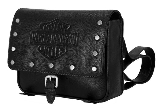 Sac à dos H-D® Core Stud B&S pour femme, en cuir véritable noir - MHW214/08
