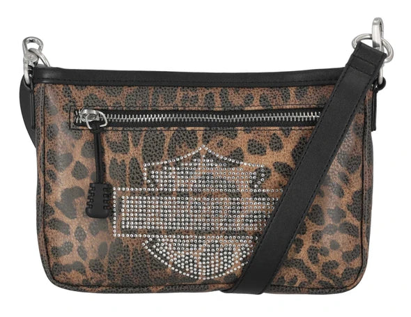 Sac banane H-D® pour femme, motif léopard et strass, avec bandoulière - MHW230/99