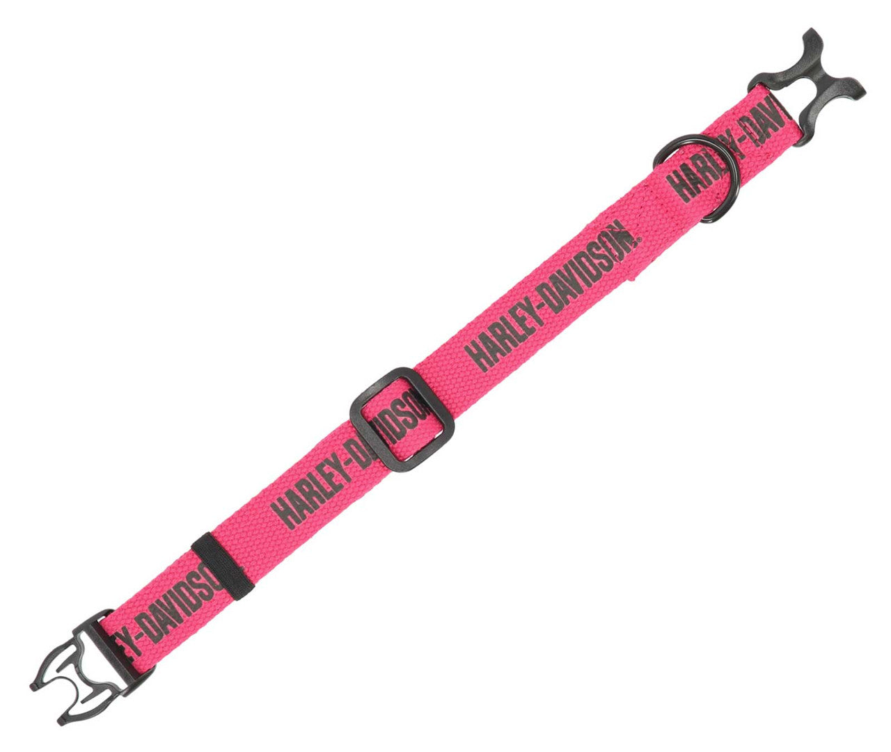 Collier ajustable pour animaux de compagnie Harley-Davidson® en toile de coton avec texte HD – Rose/noir (MPC002/16)