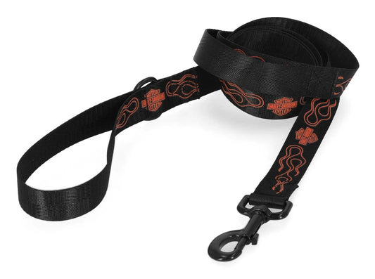 Laisse pour chien en polyester H-D® B&S Flames - MPC105/08
