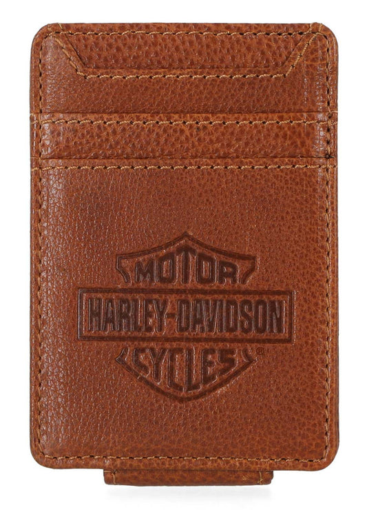 Pince à billets en cuir avec poche avant pour homme – Cognac (MWM063)