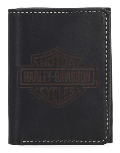 Portefeuille en cuir noir à trois volets pour homme Harley-Davidson® - MWM064