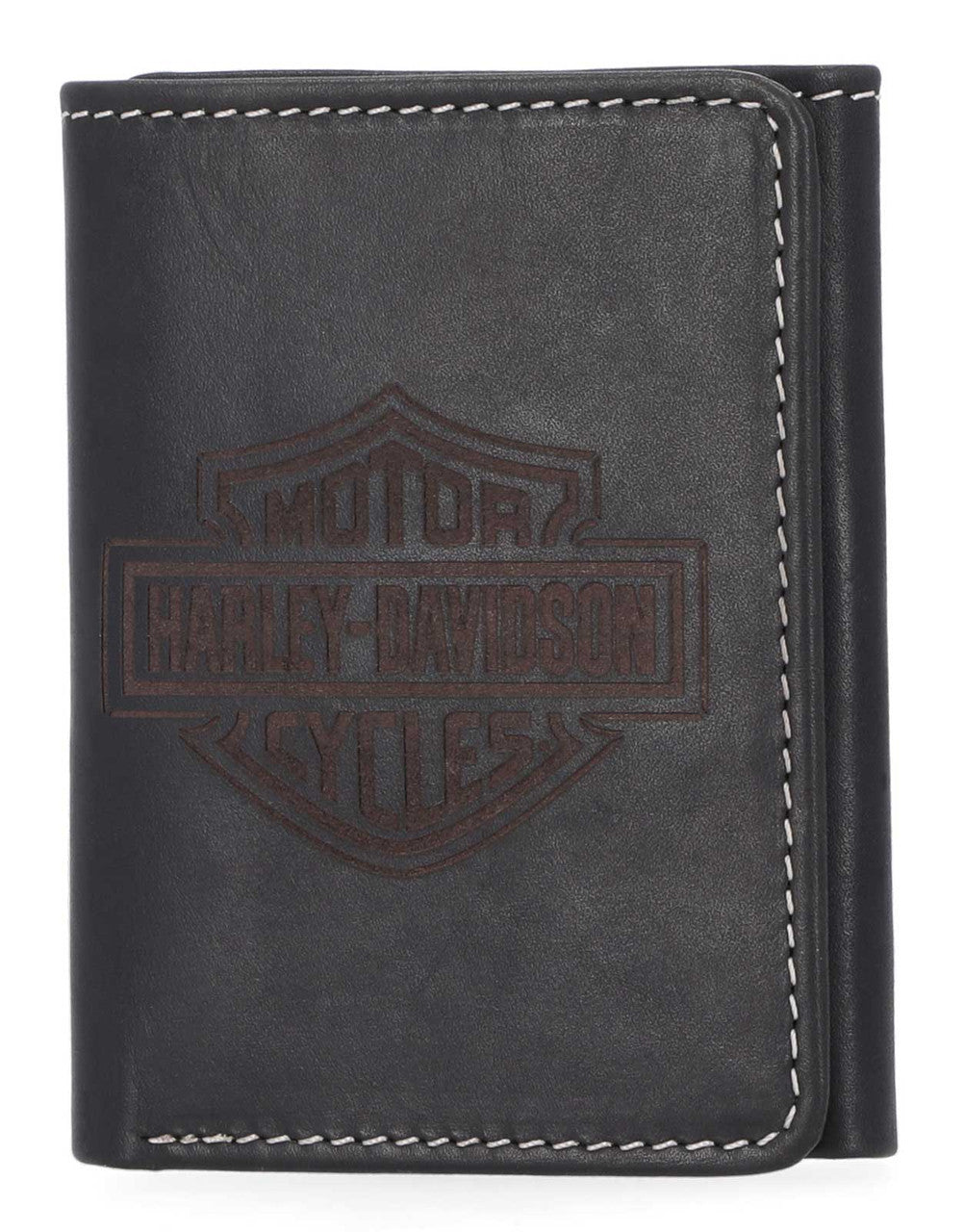 Portefeuille en cuir noir à trois volets pour homme Harley-Davidson® - MWM064