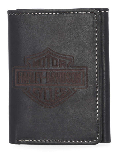 Portefeuille en cuir noir à trois volets pour homme Harley-Davidson® - MWM064