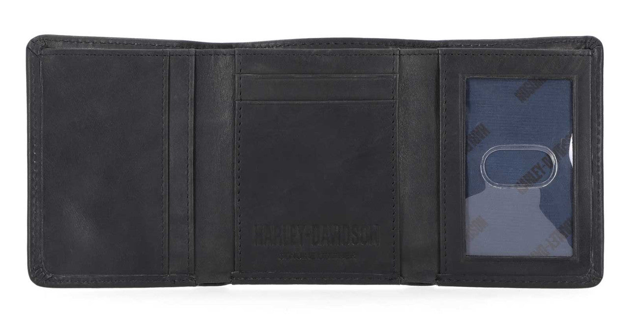 Portefeuille en cuir noir à trois volets pour homme Harley-Davidson® - MWM064